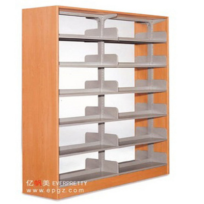 School Library Furniture Metal Frame 6 Layers Bilateral Book Shelf Steel Frame Double Side 6 Tier Bookshelf