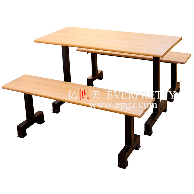 Restaurant Furniture School Canteen Rectangle Shape 4 Seaters Dining tables and Bench Chair Set