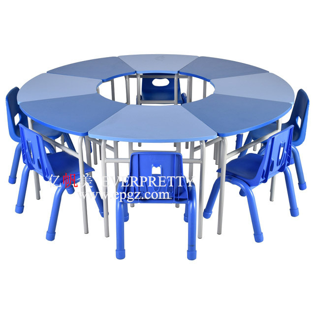 Flower Shape Kids Desk and Chair for Classroom Furniture Nursery Height Adjustable Table and Wooden Chair for Children