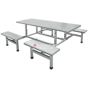 School Canteen Furniture Stainless Steel Four Seats Dinning Table and Bench