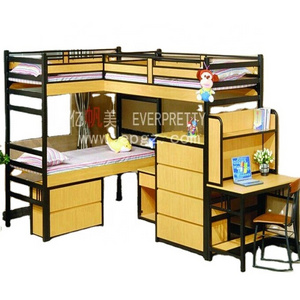 School Dormitory Furniture Wooden Triple Metal Ergonomic Comfortable Student Bunk Bed with Desk for Middle School Student