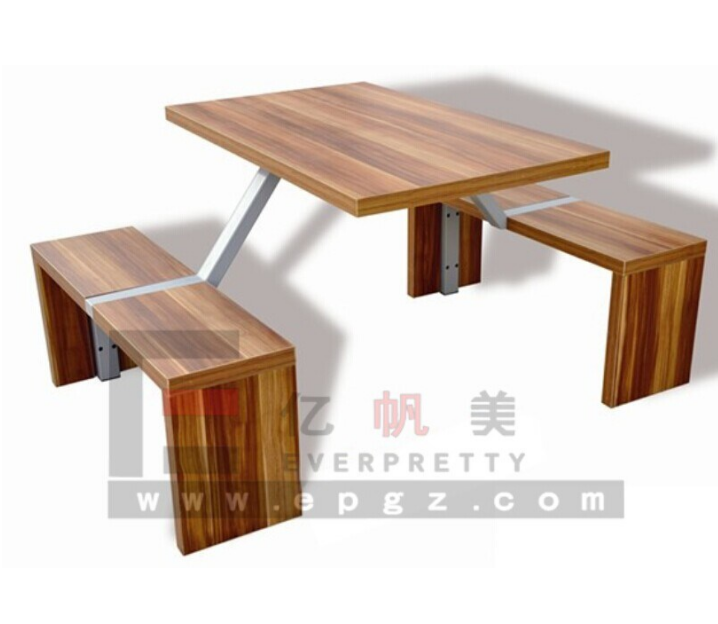 Restaurant Furniture School Canteen Rectangle Shape 4 Seaters Dining tables and Bench Chair Set