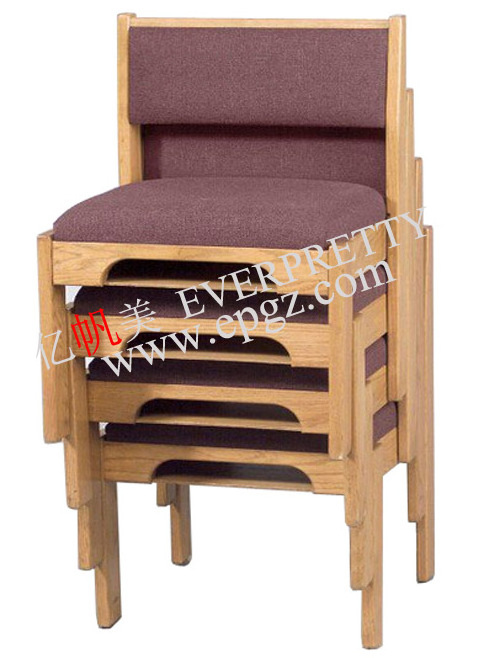 Wooden Frame and Fabric Surface Chair for Theater Church Pulpit Auditorium Audience