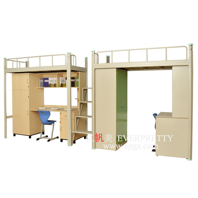 New style and good looking college high school dormitory  iron bunk bed with desk and locker