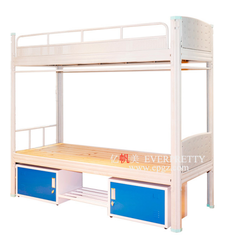 New style and good looking college high school dormitory  iron bunk bed with desk and locker