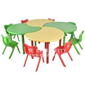 Hexagon Kindergarten School Set Plastic Table and Chair for Kids Party and Study