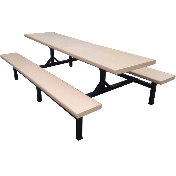 Restaurant Furniture School Canteen Rectangle Shape 4 Seaters Dining tables and Bench Chair Set