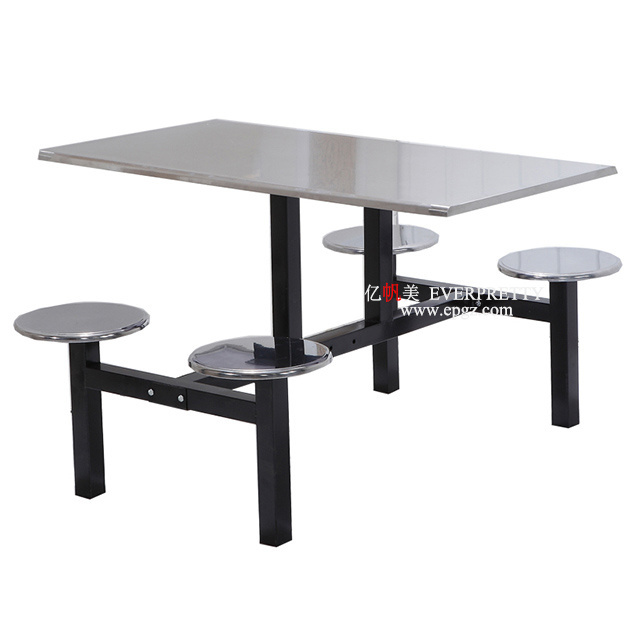 School Canteen Furniture Stainless Steel Four Seats Dinning Table and Bench