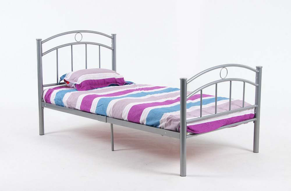 2021 Single Metal Bed with Leather Padded Headboard