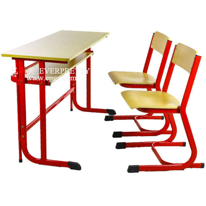 China Supplier Primary Student Double Seats Table with Chairs Preschool 2 Seater School Desk and Chair for Sale