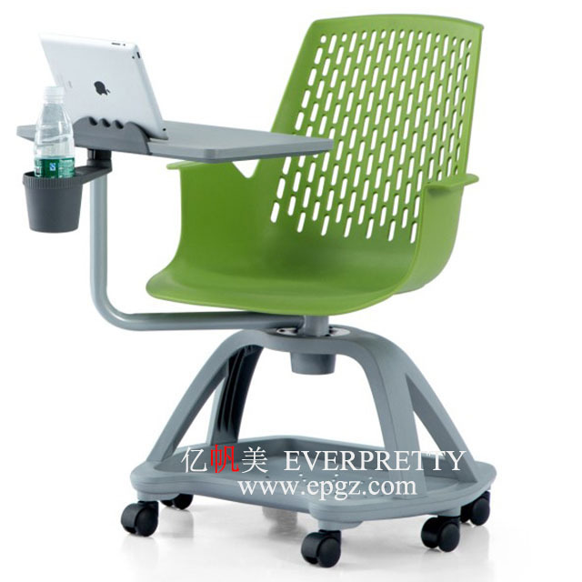 Modern Office Furniture Plastic Swivel Ergonomic Office Desk Chairs with Folding Writing Pad