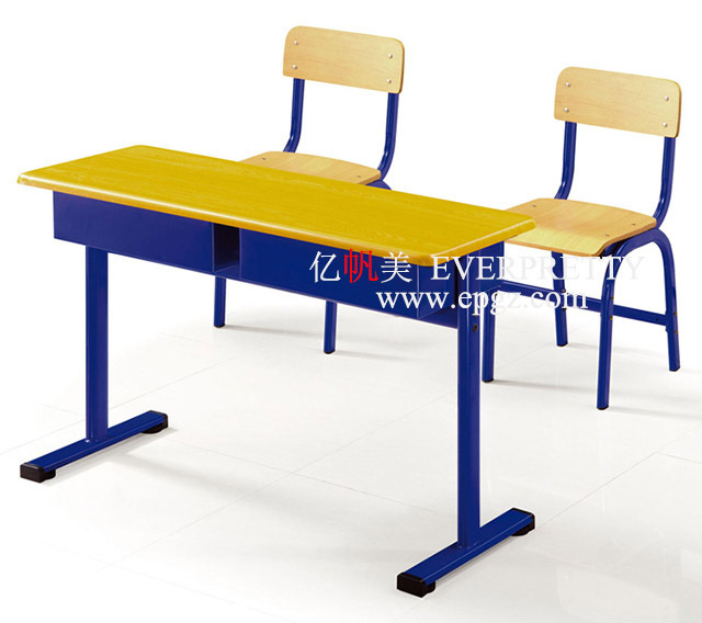 China Supplier Primary Student Double Seats Table with Chairs Preschool 2 Seater School Desk and Chair for Sale