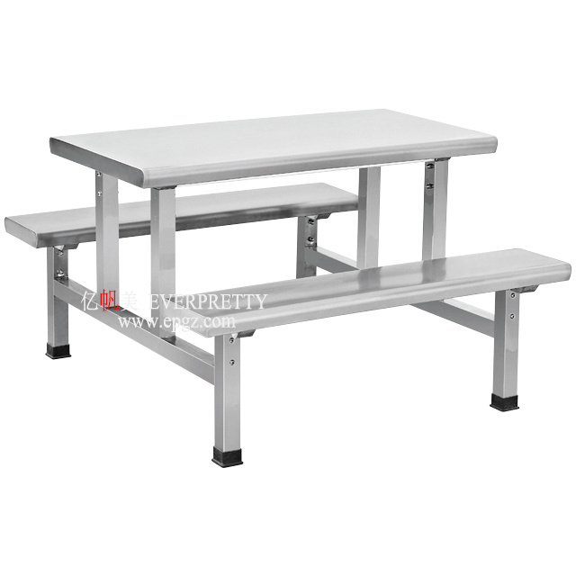 School Canteen Furniture Stainless Steel Four Seats Dinning Table and Bench