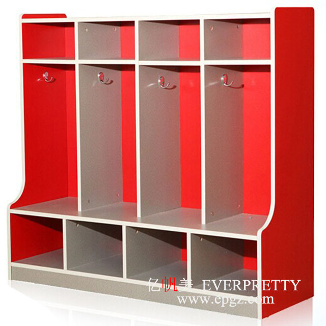 Cartoon Design Kindergarten Clothes Lockers Cabinet Classroom Nursery Daycare Kids Wood Cloth Toys Storage Cupboard