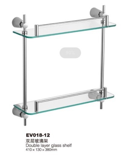 double layer  Glass Wall Shelf for Bathroom Stainless Steel Corner  stainless steel Kitchen robe hook Towel Rack