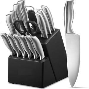 Top Sell 15pcs Kitchen Knife Set With Wooden Block Hollow Handle Stainless Steel Chef Kitchen Knife Set Block