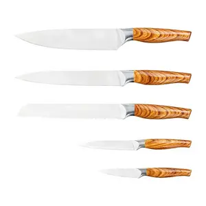 Chinese Vegetable Cutting Carving Knife Kitchen Cooking Stainless Steel Knife Set With Block