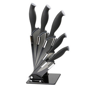 6 pcs titanium coating stainless steel  kitchen knife set with acrylic stand