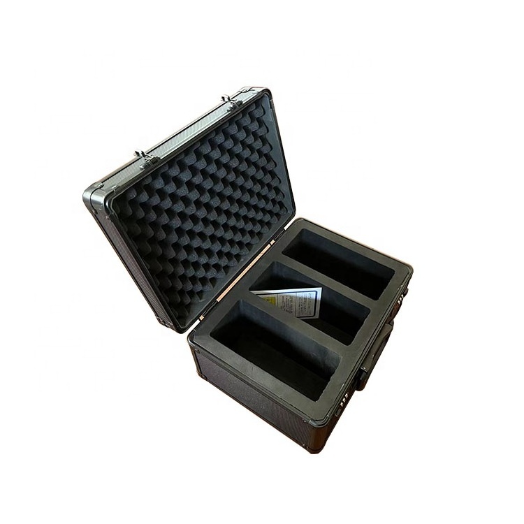 High quality black aluminum carry case with cut out foam insert and combination lock