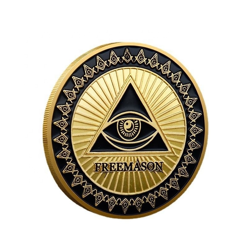 Wholesale European Freemasonry Gold Coins Colored Commemorative Coins Collection Coin