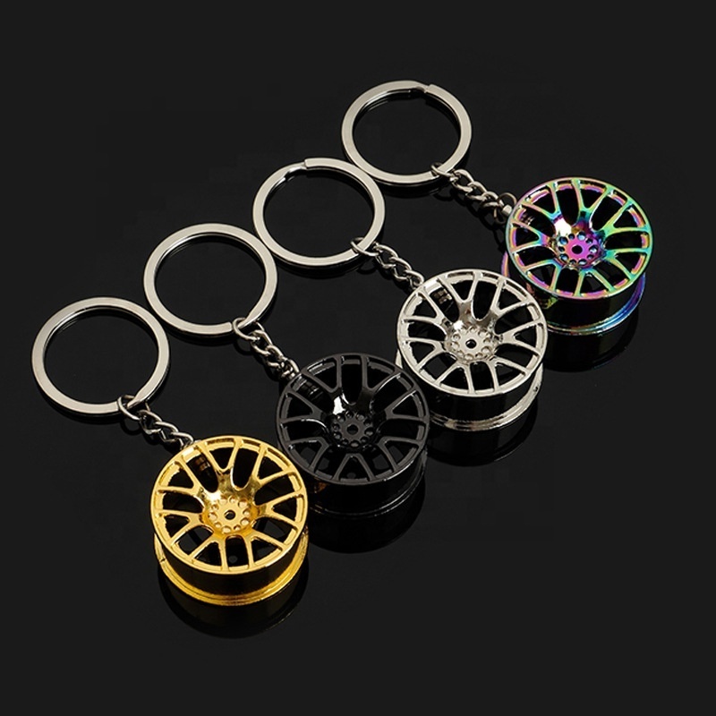 Wholesale Metal Car Parts Keychain Luxury Branded Alloy Fashion Popular Wheel Hub Keychain Good Stock for Souvenir or Key Use