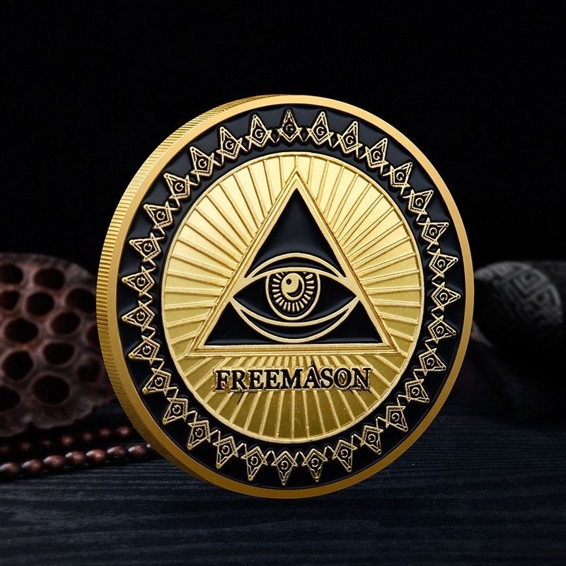 Wholesale European Freemasonry Gold Coins Colored Commemorative Coins Collection Coin