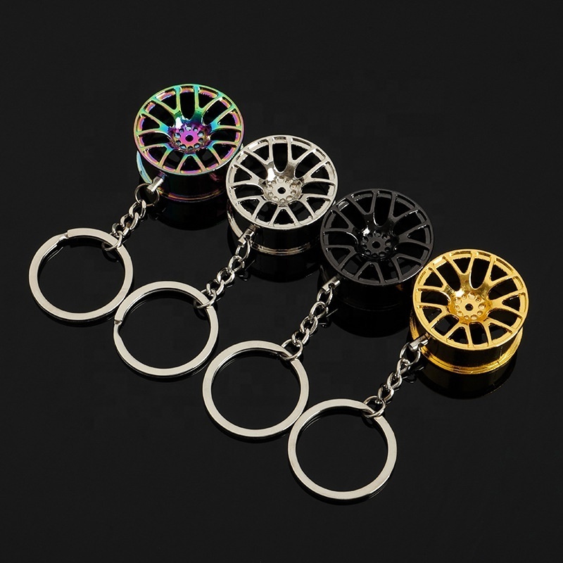 Wholesale Metal Car Parts Keychain Luxury Branded Alloy Fashion Popular Wheel Hub Keychain Good Stock for Souvenir or Key Use