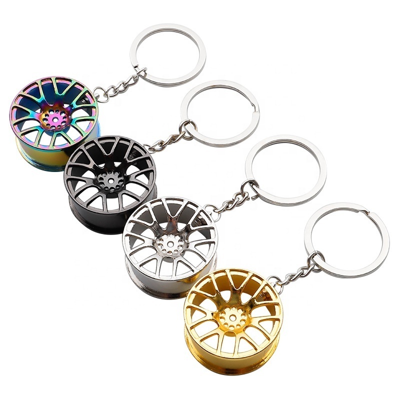 Wholesale Metal Car Parts Keychain Luxury Branded Alloy Fashion Popular Wheel Hub Keychain Good Stock for Souvenir or Key Use