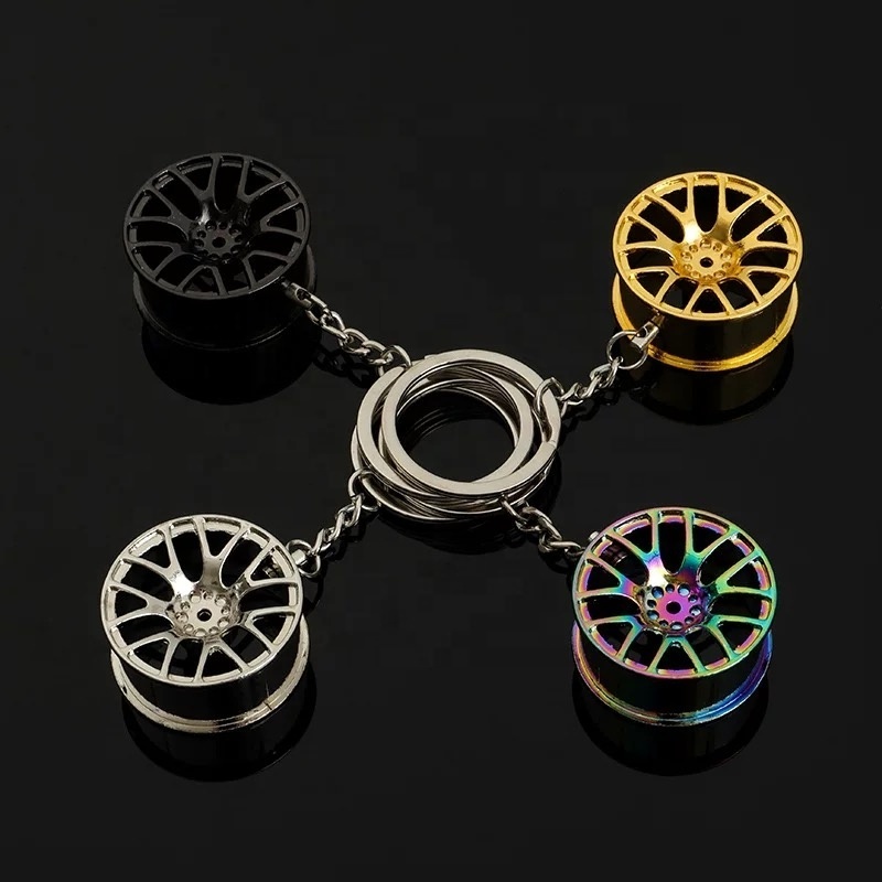 Wholesale Metal Car Parts Keychain Luxury Branded Alloy Fashion Popular Wheel Hub Keychain Good Stock for Souvenir or Key Use