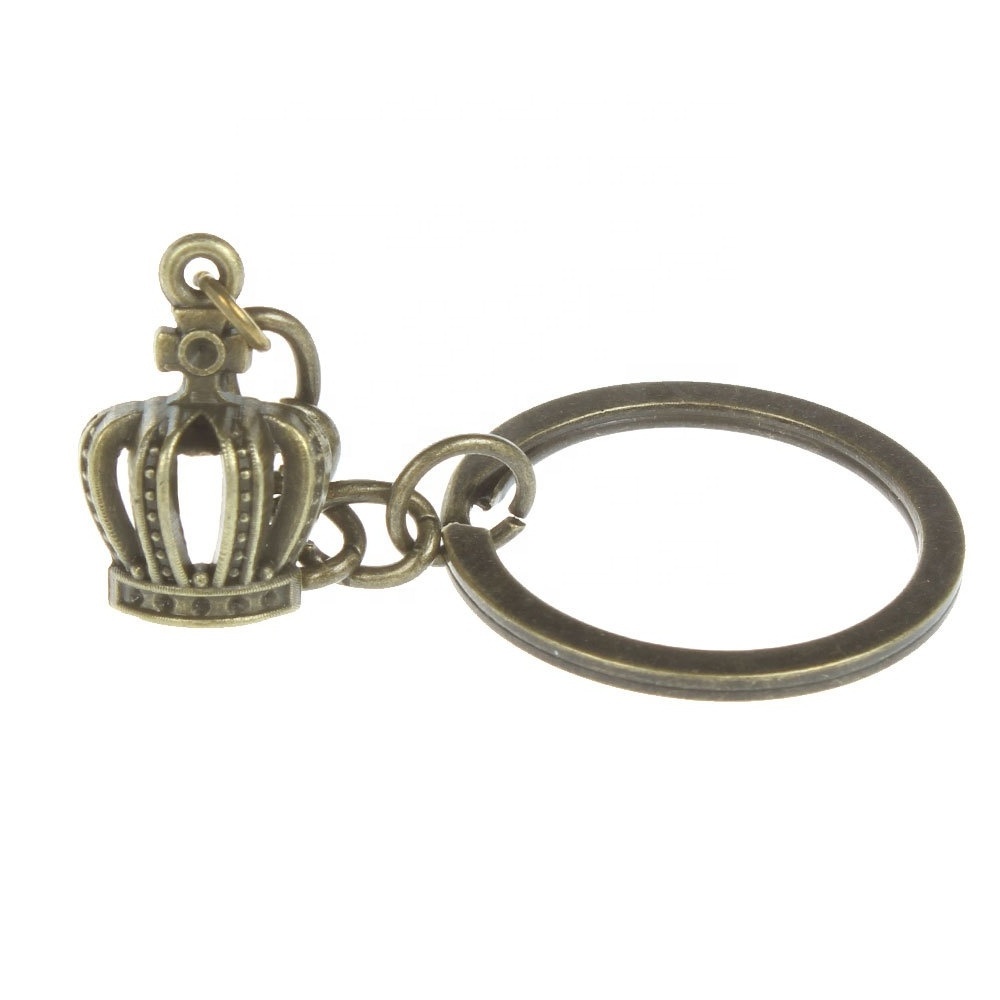 Hot Sale Crown Keychain Shiny Silver Key Chain Metal Crown Stone Keyring