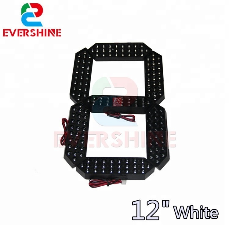 Evershine 12 Inch White Color Digital Numbers Module 7 Segment LED Display For Oil Price LED Signs LED Gas Price Remote Control