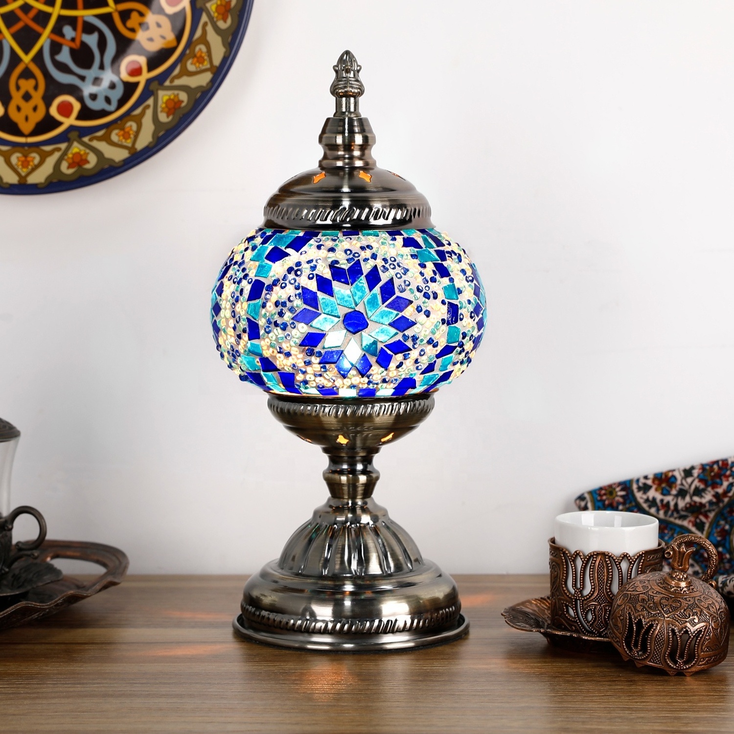 Marrakech Decoration Turkish Lamp with Internal Rechargeable Battery LED Bulbs Movable Touch Mosaic Moroccan Table Lamp