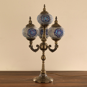 Marrakech 4 Globes Candelabra Handmade multicolor Turkish Mosaic Glass Lamp  Moroccan Lamp Decorative