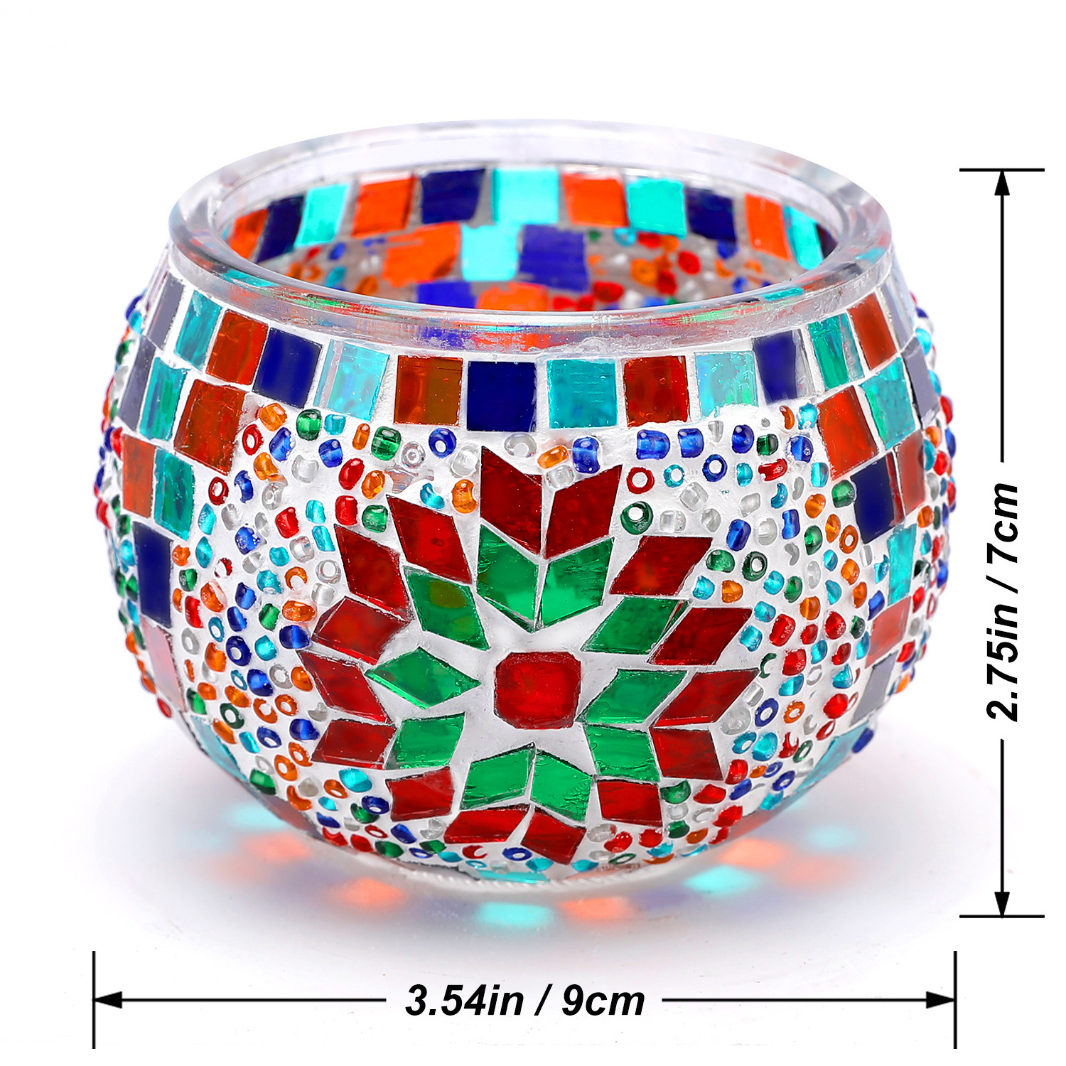 Handmade Romantic Mosaic Glass Candlelight Tea Light Holder for Party Dinner Bar Restaurant Home Decoration