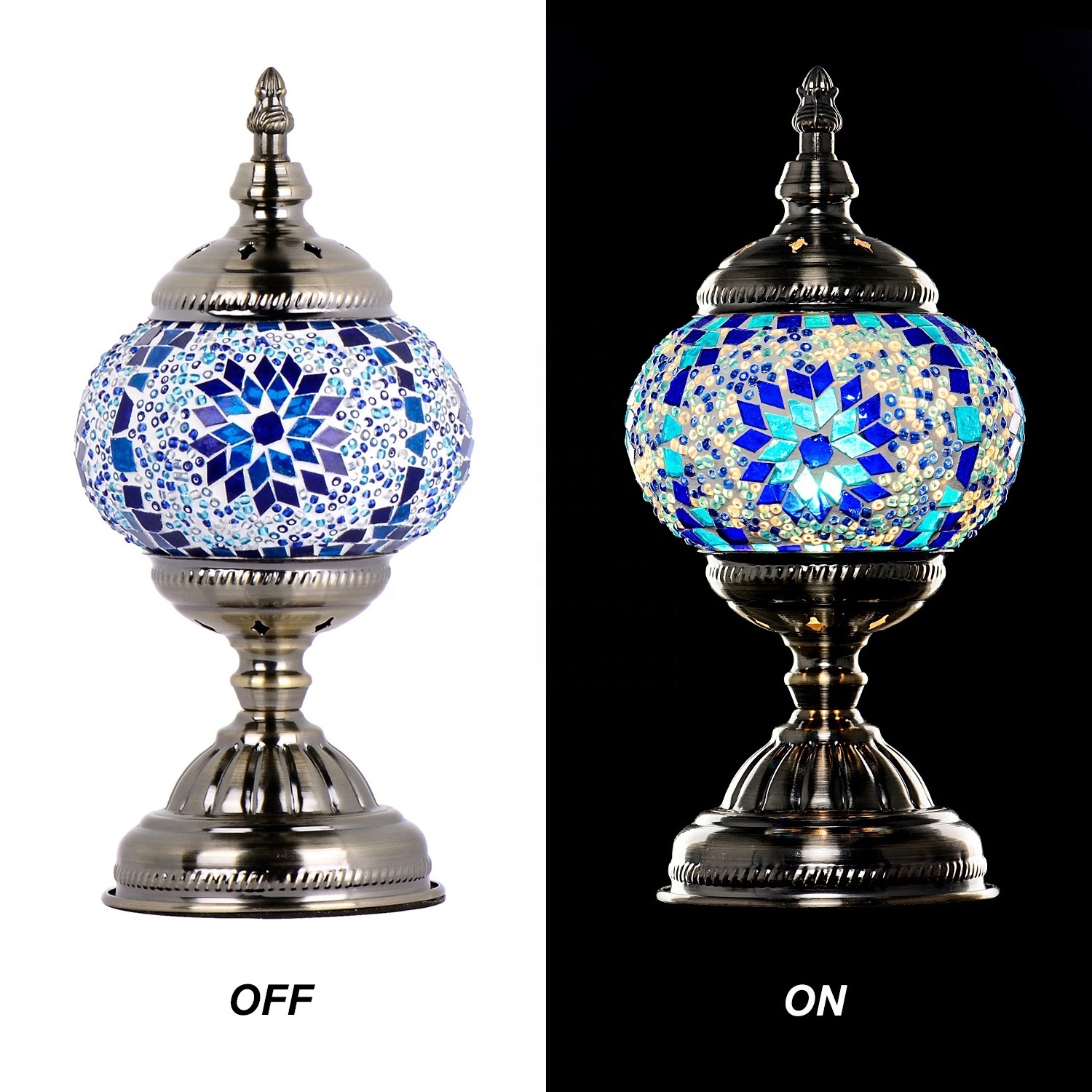 Marrakech Decoration Turkish Lamp with Internal Rechargeable Battery LED Bulbs Movable Touch Mosaic Moroccan Table Lamp