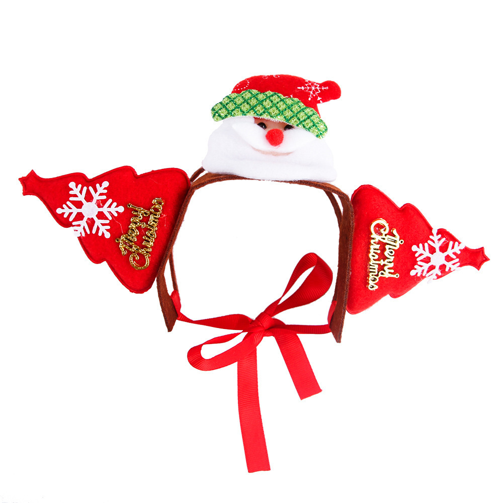 Pet Christmas Hair Accessory Party Hats Pet headband Hat Costume Antlers Snowman Hair Loop Christmas Headgear Hat