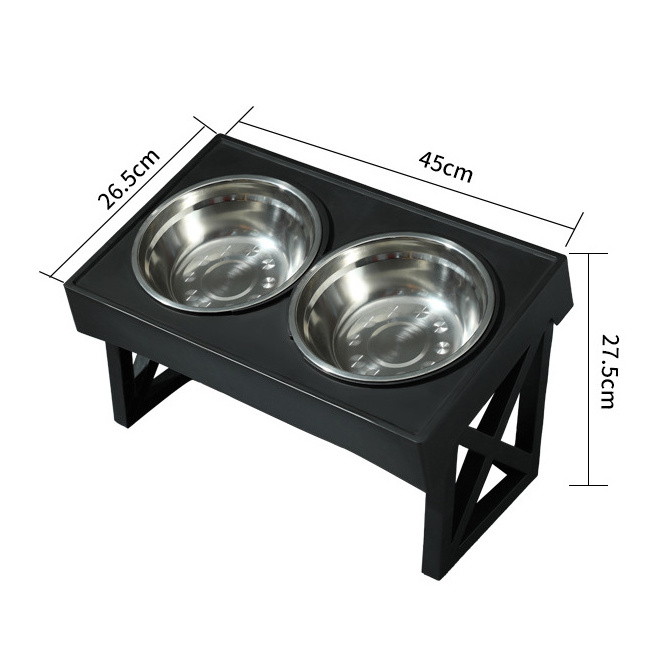 2023 New Arrival Pet Feeder Non Slip Adjustable Elevated Feeding Bowl Stainless Steel Dog Bowls with 2 Bowls