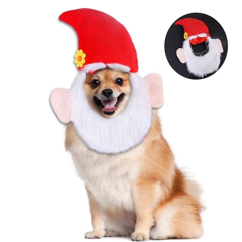 Pet Christmas Costumes Accessories Headband Funny Pet Hat Headgear Dog Christmas Hat with Beard