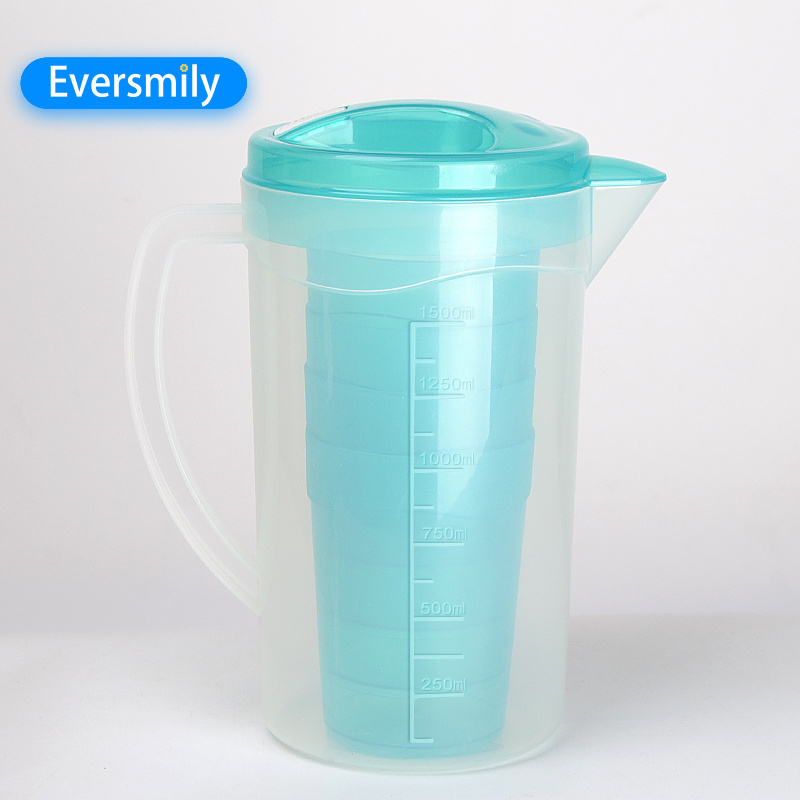 High quality wholesale 1500 ML PP Plastic Ice Tea Kettle Jug Beverage Jar Water Plastic Pitcher Set Japanese Kettle