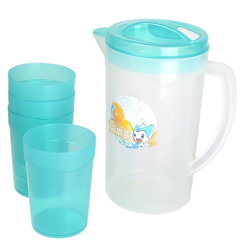 High quality wholesale 1500 ML PP Plastic Ice Tea Kettle Jug Beverage Jar Water Plastic Pitcher Set Japanese Kettle