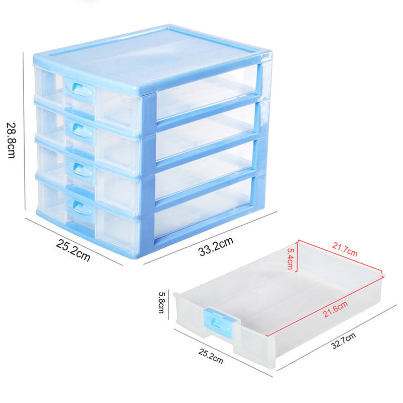 A4 Filing Cabinet 4 Tier Plastic Clear Office Storage Drawer Organizer storage box parts cabinet