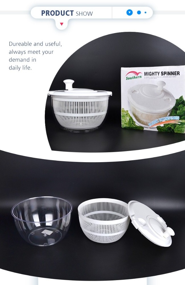 Manual Vegetable and Fruit Washer Dryer Spinner With Handle & Locking Lid Plastic Salad Spinner 2023 Kitchen Utensils