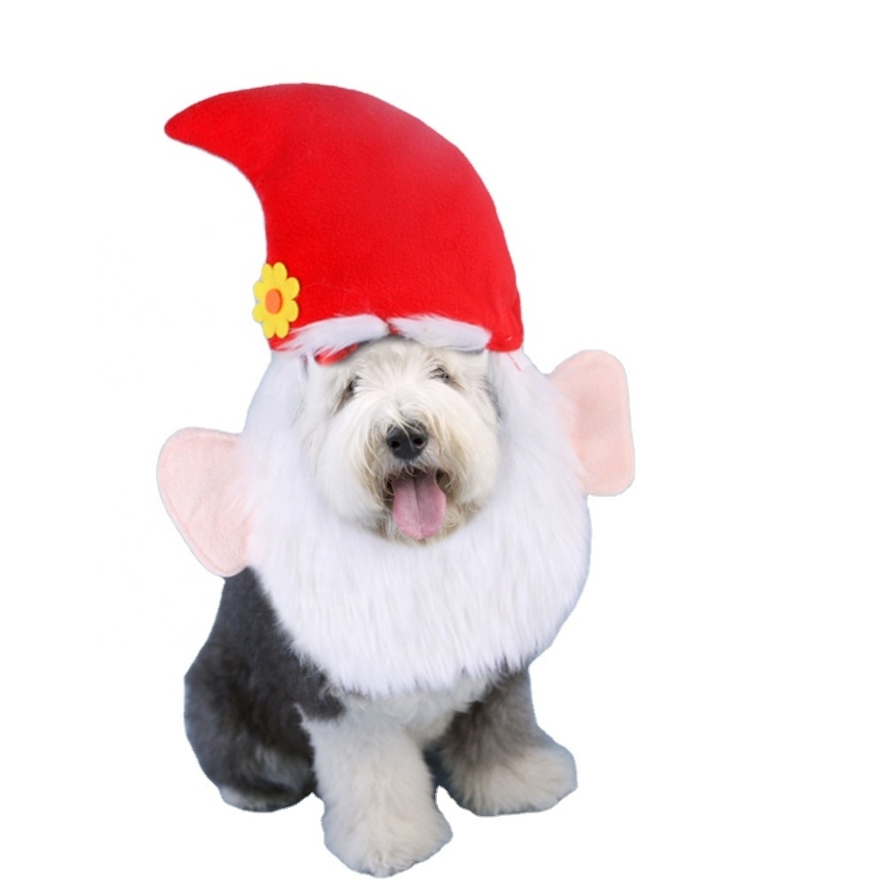 Pet Christmas Costumes Accessories Headband Funny Pet Hat Headgear Dog Christmas Hat with Beard