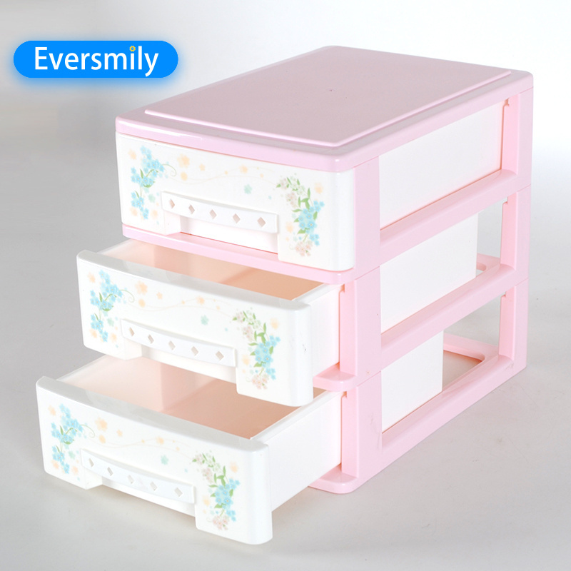 Pink mini drawer 3 layer household desktop Storage Drawers Jewelry