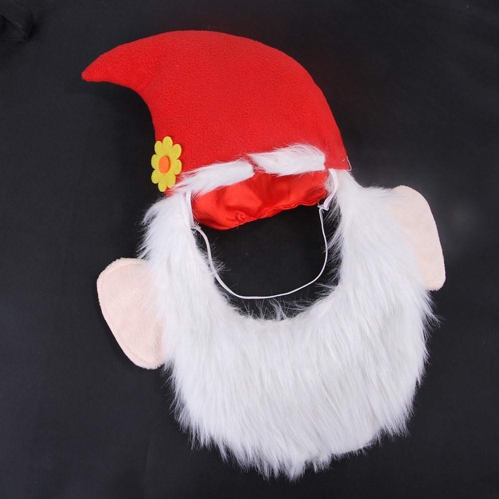 Pet Christmas Costumes Accessories Headband Funny Pet Hat Headgear Dog Christmas Hat with Beard