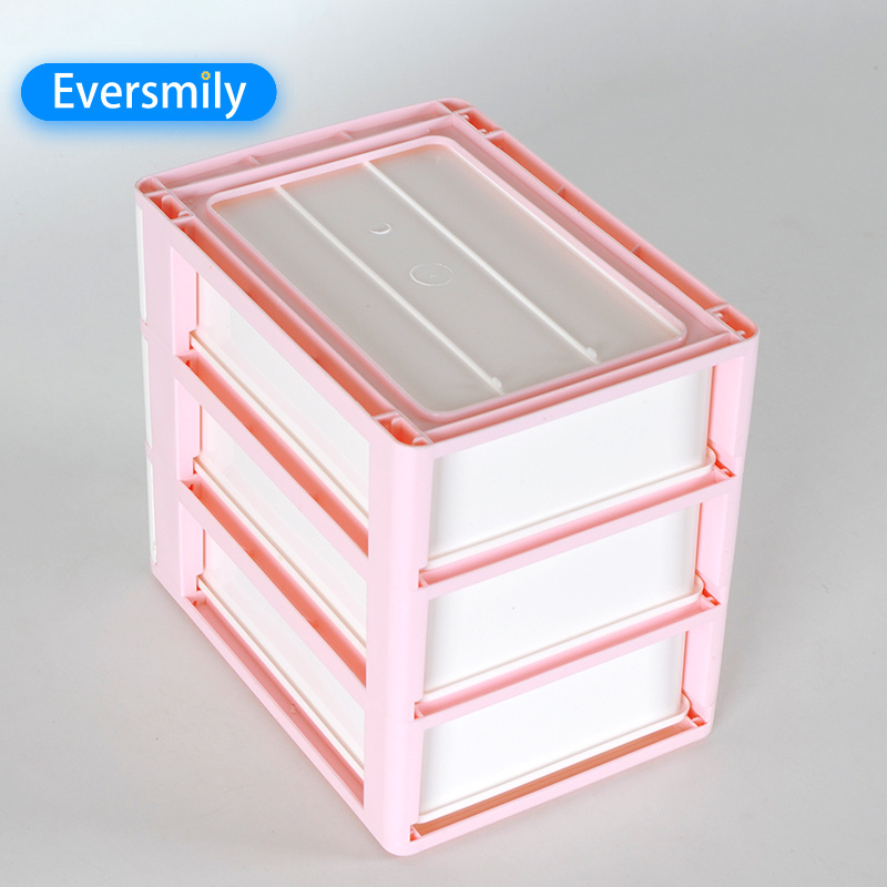 Pink mini drawer 3 layer household desktop Storage Drawers Jewelry