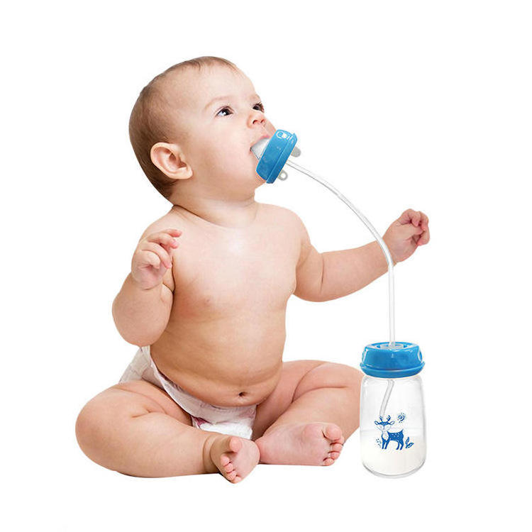 Eversoul  BPA free Reduce Reflux Silicone Baby Bottle Milk Feeding Infant Hand Held Feeder No Spill Top Spout