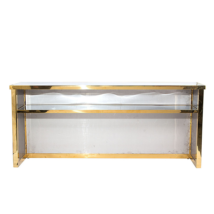 Modern Luxury Event Rental Furniture Mirrored Metal Stainless Steel Frame Gold Silver Bar Counter