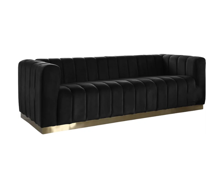 Luxury Modern design Black Velvet Gold Metal Frame Upholstery modular corner Event Sofa for Party