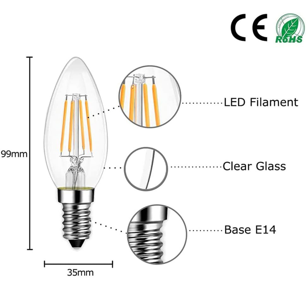 led long filament bulb bayonet Edison Screw Candle Bulb high power led filament bulb for Decoration vintage